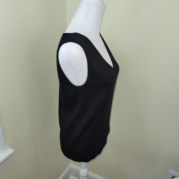 NWT Talbots Shimmer V-Neck Sweater Vest Black Lightweight W/Sparkle Women's SZ S - Picture 8 of 13